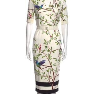 Ted Baker London Cream Bird Print Midi Dress